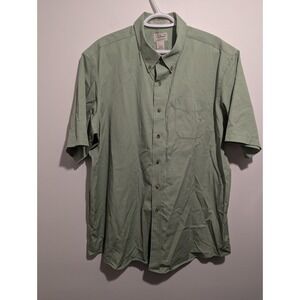 LL Bean Men's Traditional‎ Fit Wrinkle Resistant Green Shirt Sleeve Shirt XL Reg